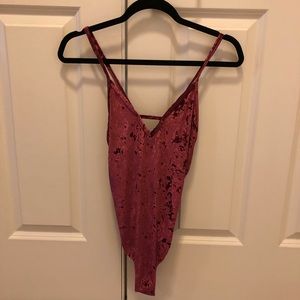 Small velvet spaghetti strap bodysuit